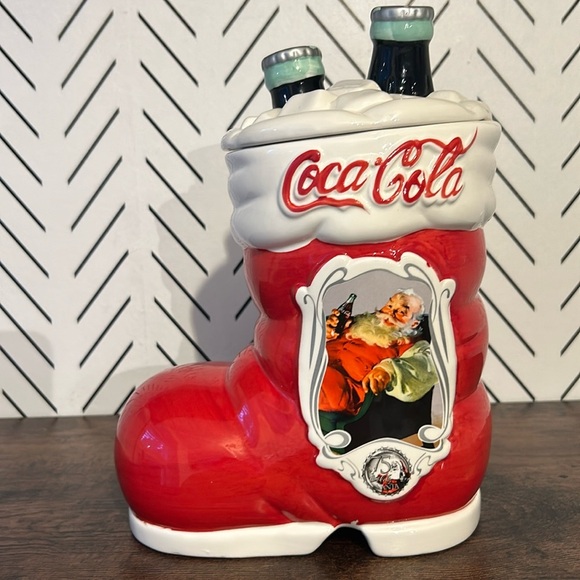 Coca Cola Other - Vintage Coca Cola 75th Anniversary Santa Boot Cookie Jar Ceramic Coke Christmas
